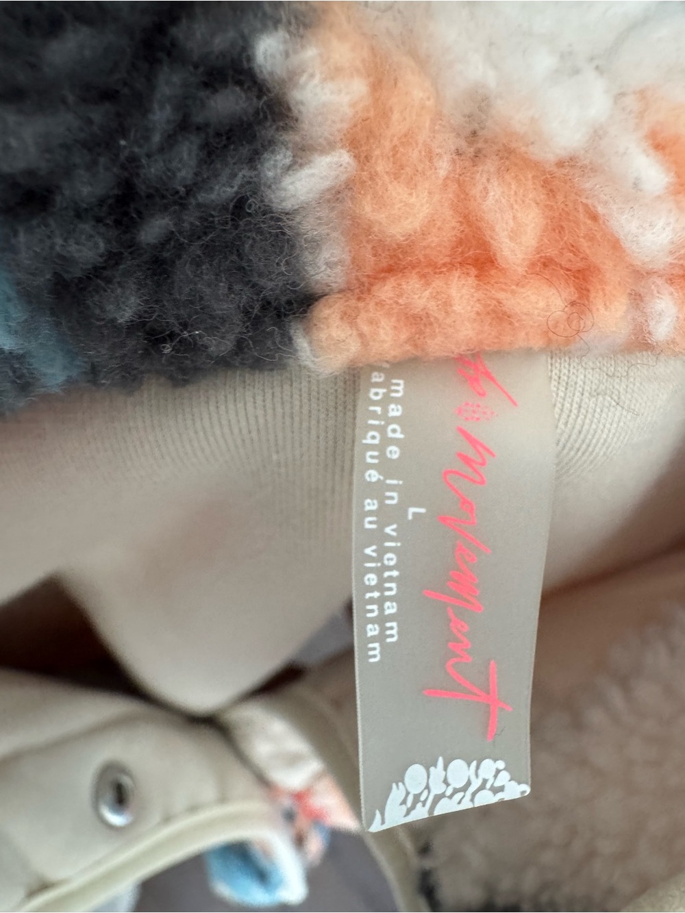 Free People Multicolor Sherpa Fleece Jacket - Blue & Red Pattern - Picture 3 of 4